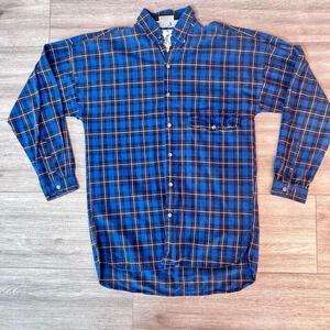 World Island Women's Blue High‎ Low Hem Long Sleeve Button Down Shirt Large